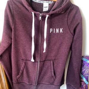 Victoria’s Secret PINK Burgundy Full-zip Hoodie